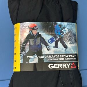 Kids black snow pants with removable suspenders